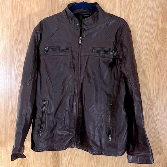 INC Men’s Brown Vegan Leather Moto Jacket - Picture 1 of 3